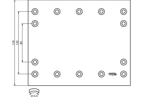 Гальмівні накладки 19256*1р. DAF  D419ММ,208/216*178*18.3/10.2/18.8/14.3ММ