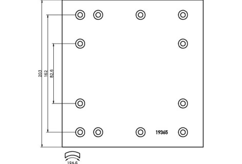 Гальмівні накладки 19365 ст. ROR, FR 419*203 (закл.6мм)