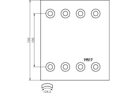 Гальмівні накладки 19517 ст. SAF, TRAILOR D300*150MM з заклепками