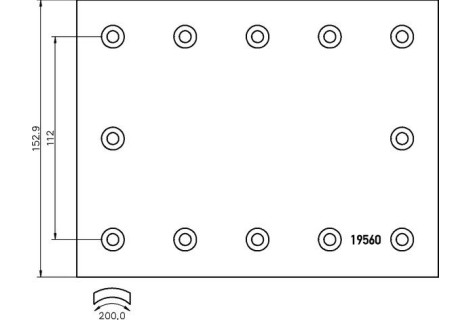 Гальмівні накладки 19560 ст. VOLVO F10/12  D412.7*153MM