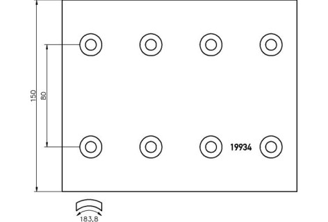 Гальмівні накладки 19934*1р. RVI D414ММ,187*150*19.5ММ перід