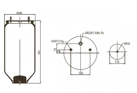 Пневмо-ресора 4022NP02 SAF без стакана M12