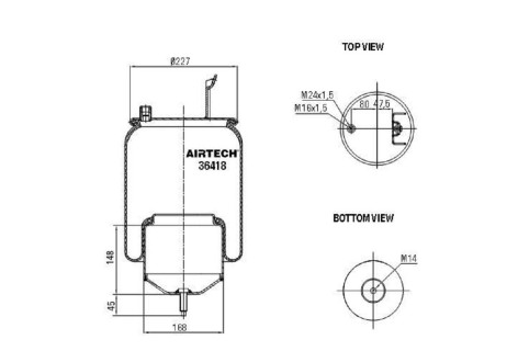 Пневмо-ресора 6607NP01 VOLVO FH12 без стакана зад