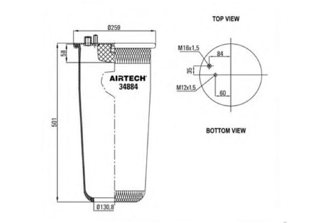 Пневмо-ресора 4884NP01 MAN TGA без стакана