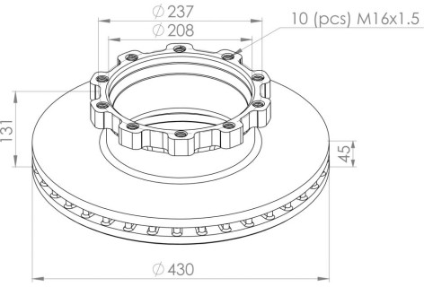 Гальмівний диск SCANIA 430*45*208*131*237  94/114/124/164