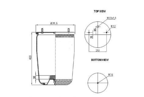 Пневмо-ресора 4881MB. BPW з пласт.стаканом
