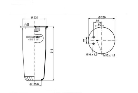 Пневмо-ресора 4882N1P05 MAN TGA компл.сталь