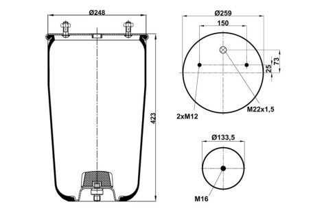 Пневмо-ресора 940MB.BPW без стакана
