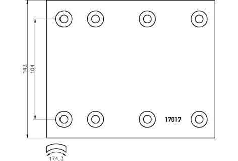 Гальмівні накладки 17017*1р. MAN 360*140MM + заклепки