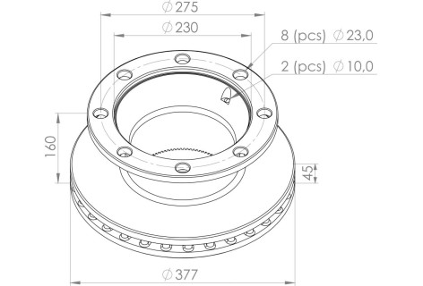 Гальмівний диск BPW 377*230*45*159.5 8отв.