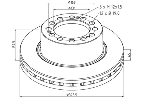 Гальмівний диск SAF 375*45*131*140*168 SAF SK RB 9019 19,5