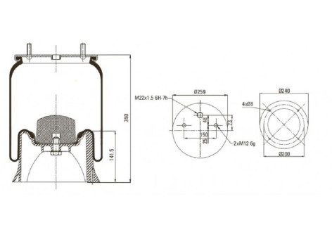 Пневмо-ресора 4022NP03.SAF з мет.стаканом