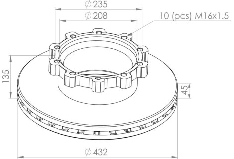 Гальмівний диск MAN TGA/F2000 430*135*45 зад  