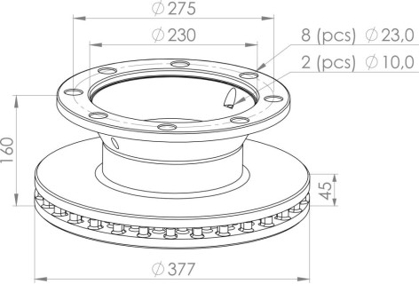 Гальмівний диск BPW 377*45*159,5MM 8 отв.