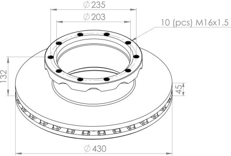 Гальмівний диск NEOPLAN BOVA VAN HOOL A-430/B-45/C-131/D-10XM16X1,5 